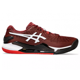 ASICS GEL RESOLUTION 9 CLAY ANTIQUE RED / WHITE MENS TENNIS SHOE
