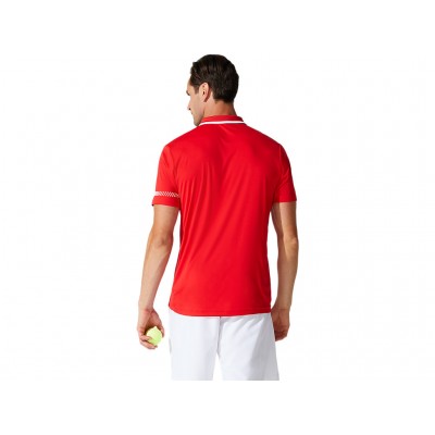 Asics Court Polo Shirt 2041a138-601  Red Mens Tennis