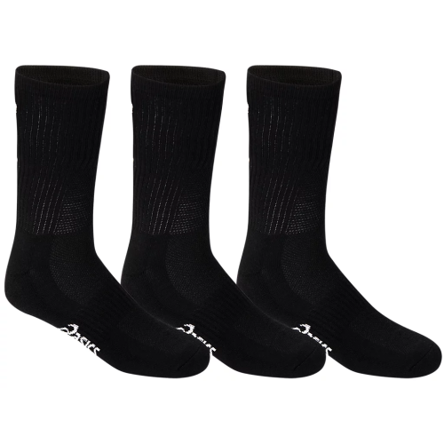 ASICS Pace Crew 3-Pack Black Socks (Size 8–11)