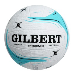 Gilbert Phoenix Trainer Netball – White/Teal (Size 5)