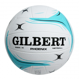 Gilbert Phoenix Trainer Netball – White/Teal (Size 5)