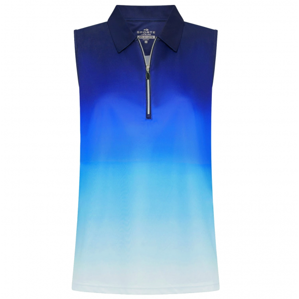 Sporte Leisure Mystic Zip Sleeveless Ladies Golf Polo French Navy Tape