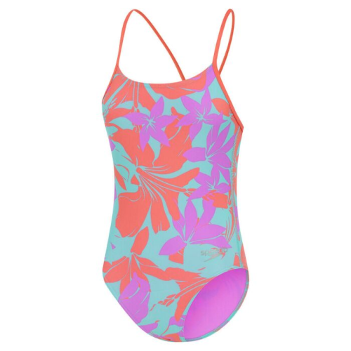 Speedo All Over Lane Line Back 8/00350018093 Kaluna Floral Girls Swimmers