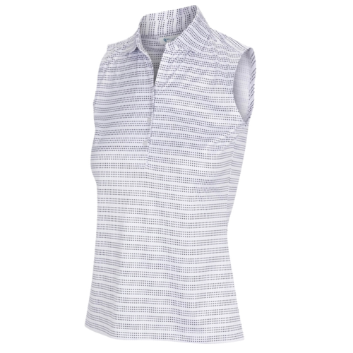 Greg Norman Ladies Golf Dotted Stripe Short Sleeve Polo G2F22K478 White