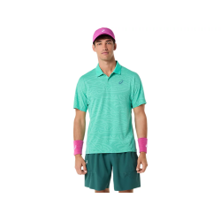 Asics Match Jacquard Polo SS Top 2041A387-300 Aurora Green Mens