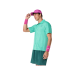 Asics Match Jacquard Polo SS Top 2041A387-300 Aurora Green Mens