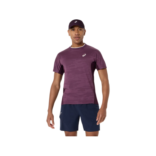 Asics Match Jacquard SS Top 2041A41-500 Dark Aubergine Mens Tennis
