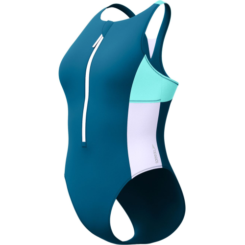 Speedo Zip Colourblock 1 piece 8/00403416009 Dark Teal Ladies Swimsuit
